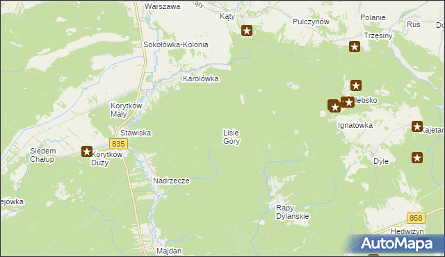 mapa Lisie Góry, Lisie Góry na mapie Targeo