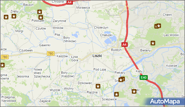 mapa Liszki powiat krakowski, Liszki powiat krakowski na mapie Targeo