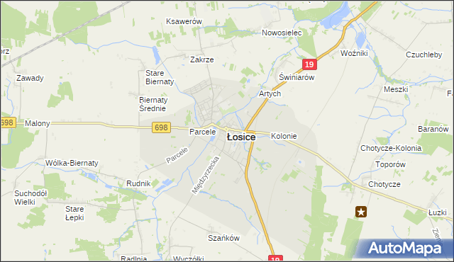 mapa Łosice, Łosice na mapie Targeo