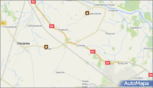 mapa Łosiów, Łosiów na mapie Targeo