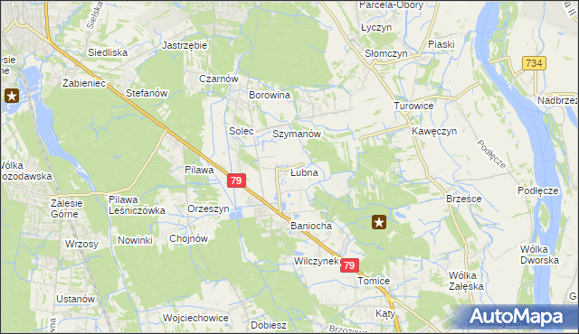 mapa Łubna gmina Góra Kalwaria, Łubna gmina Góra Kalwaria na mapie Targeo