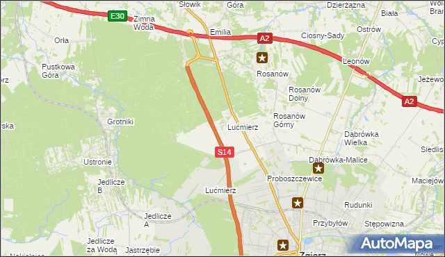 mapa Lućmierz-Las, Lućmierz-Las na mapie Targeo