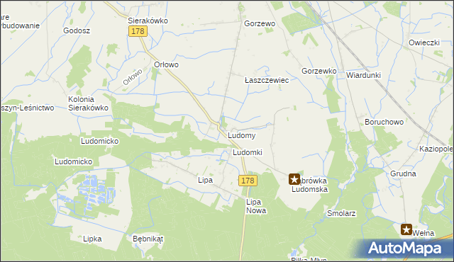 mapa Ludomy, Ludomy na mapie Targeo