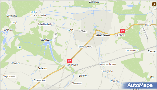 mapa Łukaszewo gmina Jaraczewo, Łukaszewo gmina Jaraczewo na mapie Targeo
