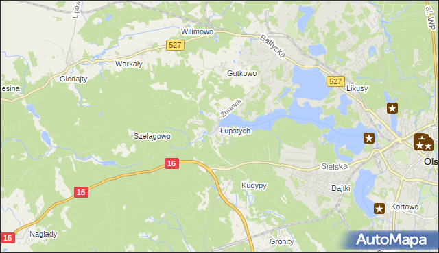 mapa Łupstych, Łupstych na mapie Targeo