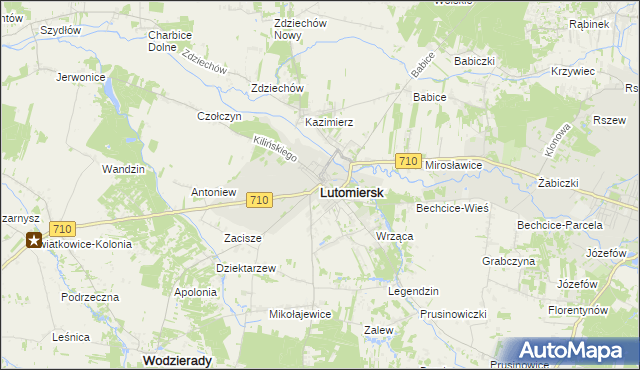 mapa Lutomiersk, Lutomiersk na mapie Targeo