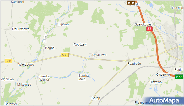 mapa Łysakowo gmina Nidzica, Łysakowo gmina Nidzica na mapie Targeo
