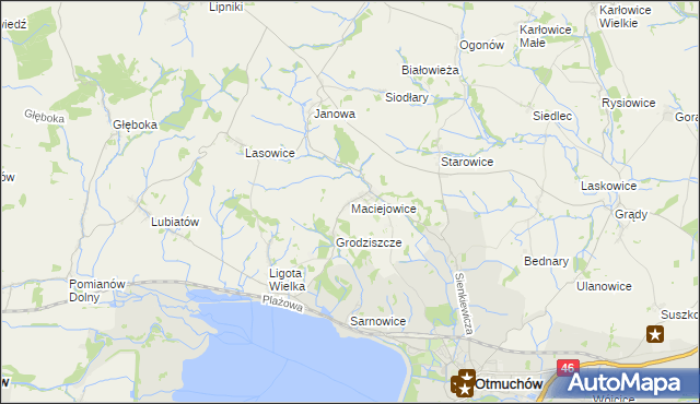 mapa Maciejowice gmina Otmuchów, Maciejowice gmina Otmuchów na mapie Targeo