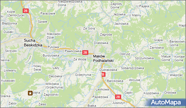 mapa Maków Podhalański, Maków Podhalański na mapie Targeo