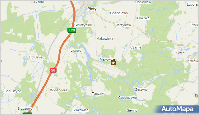 mapa Makowice gmina Płoty, Makowice gmina Płoty na mapie Targeo