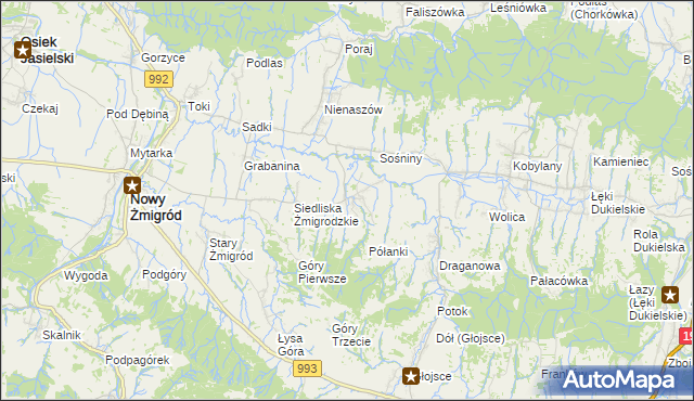 mapa Makowiska gmina Nowy Żmigród, Makowiska gmina Nowy Żmigród na mapie Targeo