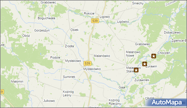 mapa Malanówko, Malanówko na mapie Targeo