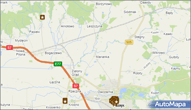 mapa Marianka gmina Pasłęk, Marianka gmina Pasłęk na mapie Targeo