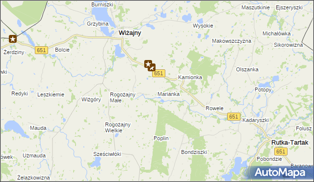 mapa Marianka gmina Wiżajny, Marianka gmina Wiżajny na mapie Targeo