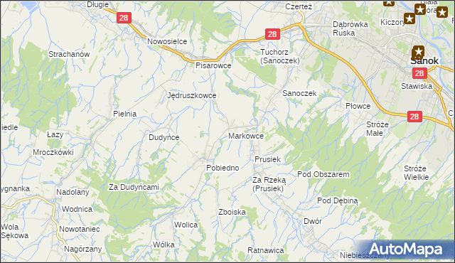 mapa Markowce, Markowce na mapie Targeo