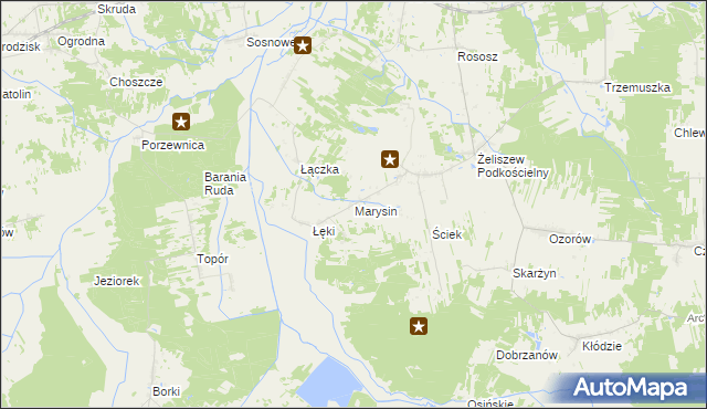 mapa Marysin gmina Kotuń, Marysin gmina Kotuń na mapie Targeo