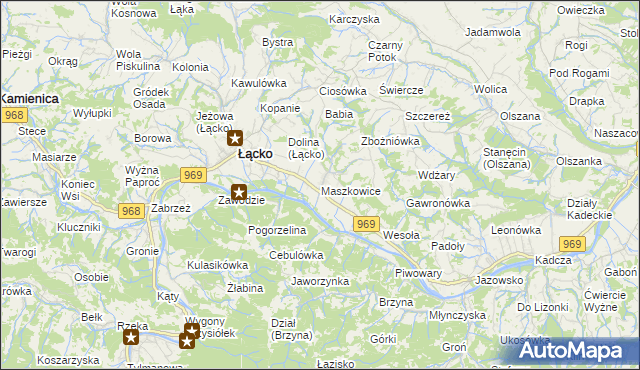 mapa Maszkowice gmina Łącko, Maszkowice gmina Łącko na mapie Targeo