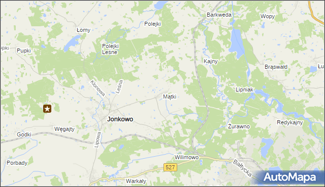 mapa Mątki gmina Jonkowo, Mątki gmina Jonkowo na mapie Targeo