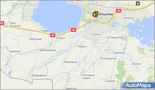 mapa Meszno gmina Otmuchów, Meszno gmina Otmuchów na mapie Targeo