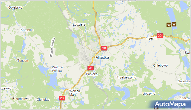 mapa Miastko powiat bytowski, Miastko powiat bytowski na mapie Targeo