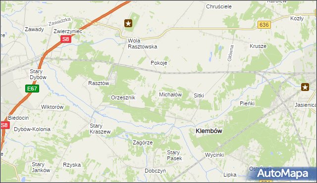 mapa Michałów gmina Klembów, Michałów gmina Klembów na mapie Targeo