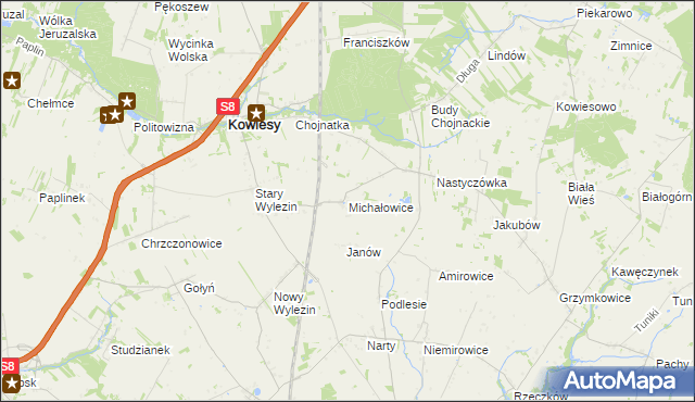 mapa Michałowice gmina Kowiesy, Michałowice gmina Kowiesy na mapie Targeo
