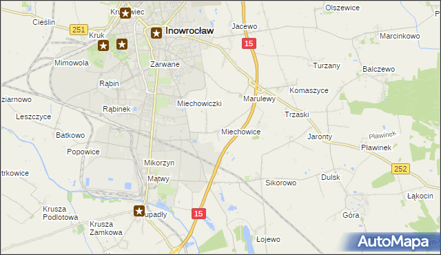 mapa Miechowice gmina Inowrocław, Miechowice gmina Inowrocław na mapie Targeo