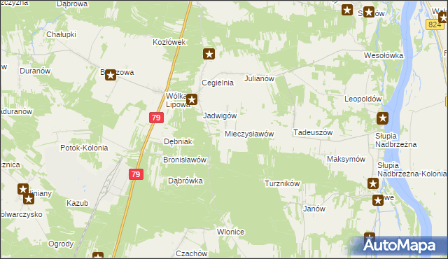 mapa Mieczysławów gmina Tarłów, Mieczysławów gmina Tarłów na mapie Targeo