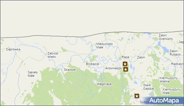 mapa Mieduniszki Wielkie, Mieduniszki Wielkie na mapie Targeo