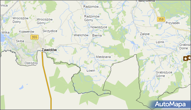 mapa Miedziana gmina Sulików, Miedziana gmina Sulików na mapie Targeo