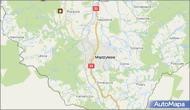 mapa Międzylesie powiat kłodzki, Międzylesie powiat kłodzki na mapie Targeo