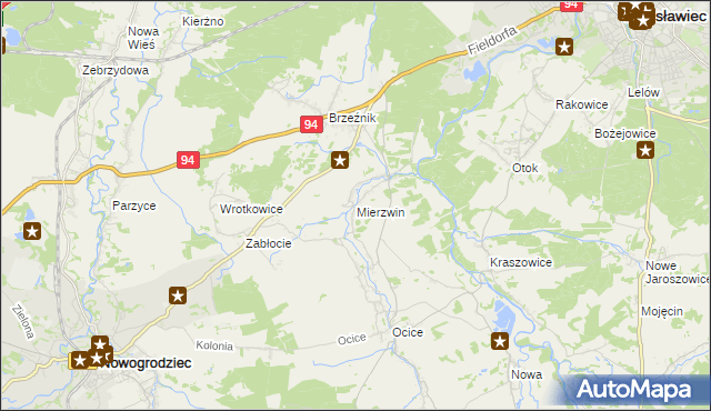 mapa Mierzwin gmina Bolesławiec, Mierzwin gmina Bolesławiec na mapie Targeo