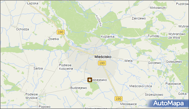 mapa Mieścisko powiat wągrowiecki, Mieścisko powiat wągrowiecki na mapie Targeo