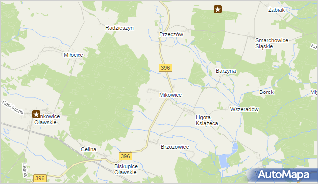 mapa Mikowice gmina Namysłów, Mikowice gmina Namysłów na mapie Targeo