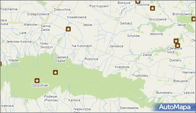 mapa Milejowice gmina Waśniów, Milejowice gmina Waśniów na mapie Targeo