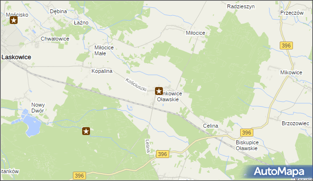 mapa Minkowice Oławskie, Minkowice Oławskie na mapie Targeo