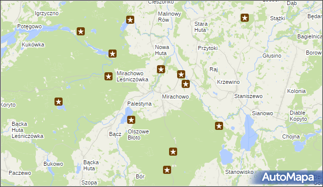 mapa Mirachowo, Mirachowo na mapie Targeo