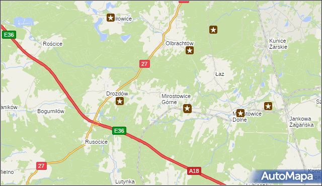 mapa Mirostowice Górne, Mirostowice Górne na mapie Targeo