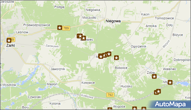 mapa Mirów gmina Niegowa, Mirów gmina Niegowa na mapie Targeo
