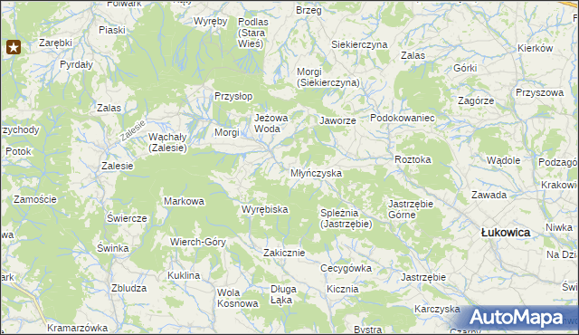 mapa Młyńczyska, Młyńczyska na mapie Targeo