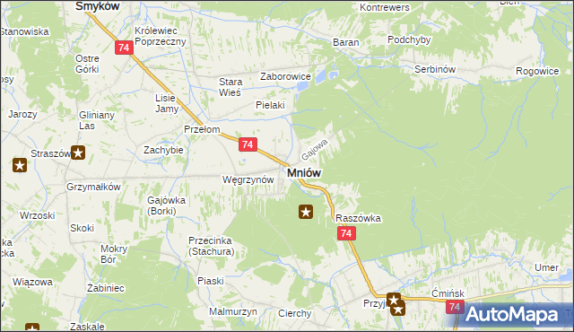 mapa Mniów, Mniów na mapie Targeo