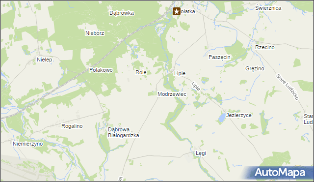 mapa Modrzewiec, Modrzewiec na mapie Targeo