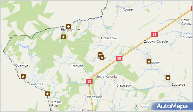 mapa Mokre gmina Głubczyce, Mokre gmina Głubczyce na mapie Targeo