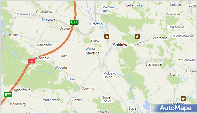 mapa Mokrsko Górne, Mokrsko Górne na mapie Targeo