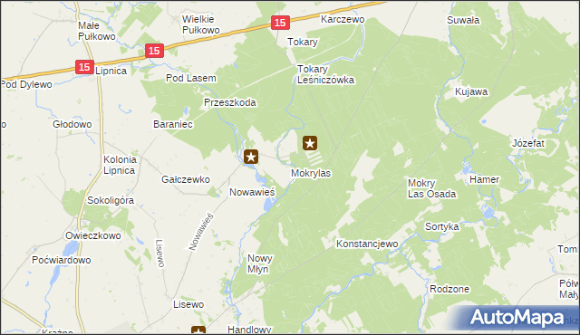 mapa Mokry Las gmina Golub-Dobrzyń, Mokry Las gmina Golub-Dobrzyń na mapie Targeo