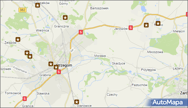 mapa Morawa gmina Strzegom, Morawa gmina Strzegom na mapie Targeo