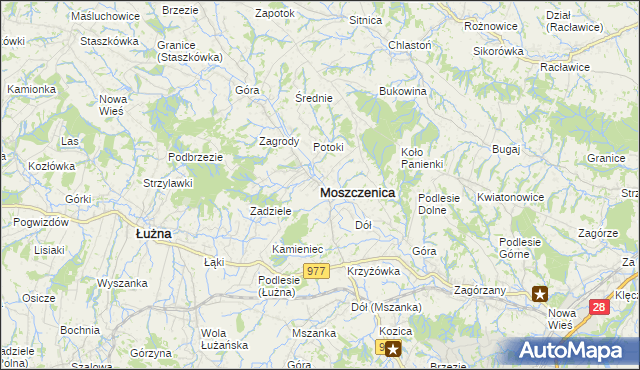 mapa Moszczenica powiat gorlicki, Moszczenica powiat gorlicki na mapie Targeo
