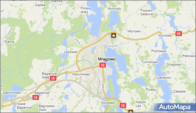 mapa Mrągowo, Mrągowo na mapie Targeo