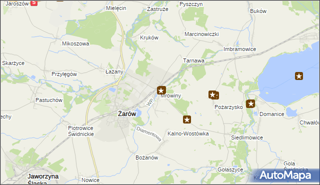 mapa Mrowiny gmina Żarów, Mrowiny gmina Żarów na mapie Targeo