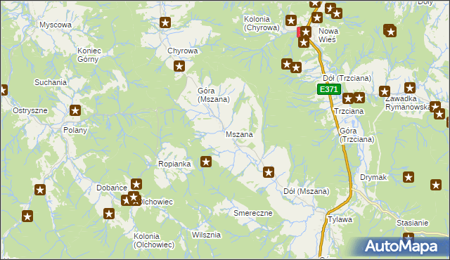 mapa Mszana gmina Dukla, Mszana gmina Dukla na mapie Targeo